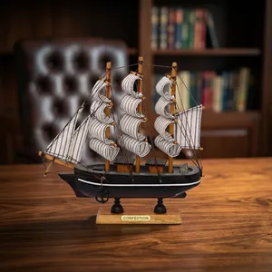 Modèle de bateau à voile en bois, objet décoratif nautique pour la maison, le bureau, la table, décoration côtière vintage, artisanat décoratif, cadeau - Product Image 6