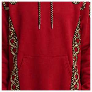 Sudadera con Capucha Unisex NEXTEX, Diseño de Cadena de Cuerda Trenzada, Color Rojo Dorado, Felpa Suave de Algodón, Cálida, con Estampado Gráfico - Product Image 5