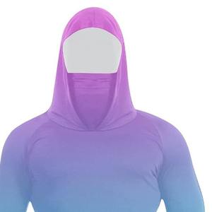 Men Gradient Color Hooded Long Sleeve UV Protection Shirt Full Sleeve Polyester Summer Outdoor Wear - Product Image 4