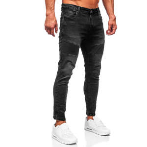 Pantalon en jean stretch pour homme, coupe droite, grande taille, écologique, 100 % coton lavé, personnalisable, décontracté, OEM - Product Image 1