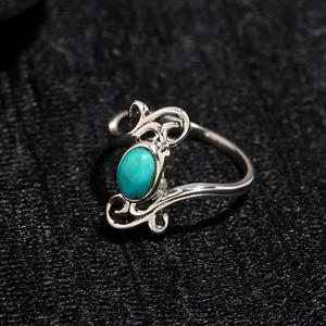Factory Wholesale Natural Mohave <b>Turquoise</b> <b>Ring</b> 925 Sterling Silver Handmade Gemstone Oval Shape Bohemian <b>Ring</b> Jewelry - Product Image 3