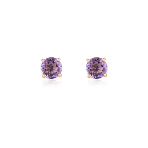14K Cushion Cut Diamond and Amethyst Solitaire Stud Earrings for Mom in White Gold - Product Image 3