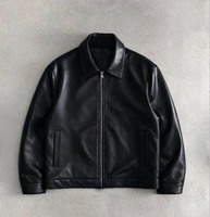Veste en cuir noir véritable pour hommes, veste classique à fermeture éclair, manteau streetwear décontracté