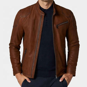 Autumn Winter Mens Casual Zipper Genuine <b>Leather</b> <b>Jacket</b> Men <b>Long</b> Sleeve <b>Leather</b> Fashion <b>Jacket</b> For Men Latest <b>Jacket</b> Direct Bulk - Product Image 1