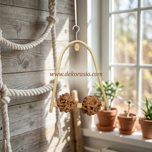 Natural Brown Bamboo Coil Coconut Fiber Classic Ball Bird <b>Swing</b> Hanging Trapeze Toy Small Medium Birds Pet Cage Stand Wholesale - Product Image 5