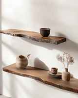 Étagère murale flottante en bois géométrique croisé moderne, marron foncé, multi-niveaux, en forme de S, pour rangement et présentation