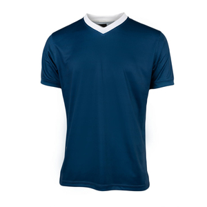 Maillot de volley-ball à manches courtes pour adultes, bleu foncé, col en V, t-shirt d'entraînement de football, séchage rapide, respirant, t-shirt de sport - Product Image 1