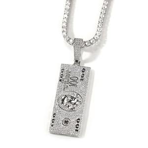 Chaîne de pull pour homme en laiton, style Hip Hop, avec pendentif dollar incrusté de cuivre, tendance rap, design original - Product Image 4