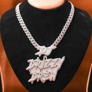 Colgante de Diamante Moissanite Personalizado DJ DRIZZY DREW Club, Plata de Ley 925, Completamente Cubierto de Moissanite, Regalo para Hombre - Product Image 3