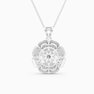 จี้เพชรทรงกลมที่เพาะเลี้ยงในห้องปฏิบัติการ น้ำหนัก 1.02 กะรัต |   ในโทนสีทอง 9K สีเหลือง สีขาว และสีโรสโกลด์ - Product Image 1