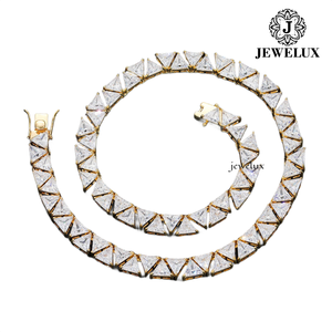 Most Selling Women's Moissanite <b>Statement</b> <b>Necklace</b> 925 Silver Rhodium Plated Triangle Cut Pyramid Design Luxury Wedding Jewelry - Product Image 3