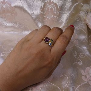 Anillo Clásico de Plata de Ley 925 Chapado en Oro con Gema de Amatista para Mujer, Joyería para Bodas - Product Image 6