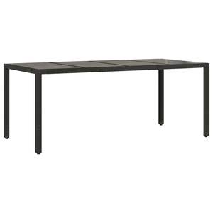 Mesa de Jardín de Ratán Sintético Negro con Acero con Recubrimiento en Polvo y Vidrio Templado, Muebles de Patio Duraderos - Product Image 2