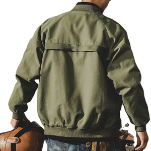 Wholesale High Quality Winter Canvas Embroidered Casual Zipper Stand Collar Front Windproof Bomber <b>Jackets</b> Men OEM Custom - Product Image 3