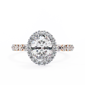 Women's Oval Cut Natural Diamond Halo Engagement <b>Ring</b> With Round Side Diamonds White Gold GIA Certified Classic Style - Product Image 5
