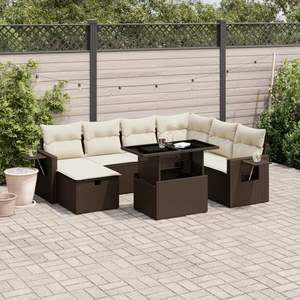 Set di divani da esterno in rattan marrone con contenitore e tavolino per uso esterno - Product Image 3