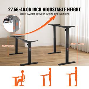 Base regolabile per Workstation fai da te 27.6-46.1 pollici altezza 35.4 pollici-53.2 pollici di lunghezza supporto elettrico Computer scrivania gambe ufficio - Product Image 4