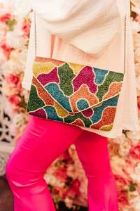 Handmade Seed Bead Clutch Bag Floral Embroidery Evening Purse Yellow Pink Beaded Envelope Wallet Women Party Wedding Handbag - Product Image 6