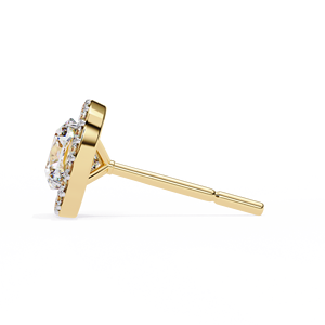 Boucles d'oreilles uniques en or 14K avec diamants de laboratoire taille coussin E VS 1 ct chacun et diamants ronds, certifiées IGI, idéales pour cadeau, fête et anniversaire - Product Image 4