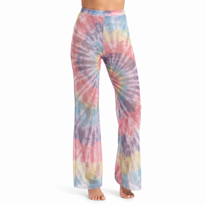 Leggings de Cintura Alta con Tie Dye y Malla Transparente, Pantalones Largos Elásticos de Punto para Mujer, Translúcidos, para Todas las Temporadas - Product Image 2