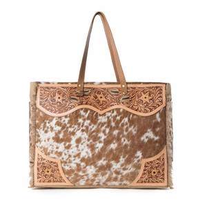 New Hot Selling Trending Western Tooled Cowhide <b>Tote</b> Handmade Genuine Leather Boho Design For Women Fashion Leather <b>Bag</b> - Product Image 1