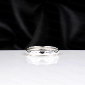 925 Sterling Silver Plated Hammered <b>Spinner</b> Textured Meditation Band Fidget Anxiety <b>Ring</b> Minimalist Unisex <b>Ring</b> Wholesale Gift - Product Image 1