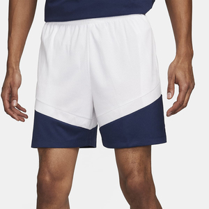 Shorts de sport pour hommes, bleu marine et blanc, à blocs de couleur, taille élastique, respirants, design à empiècements, taille mi-haute, longueur courte - Product Image 4