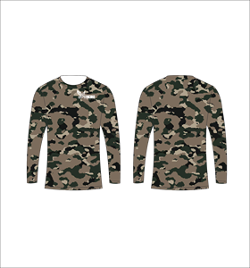 Camiseta Deportiva de Manga Larga con Camuflaje Pixelado en Tonos Tierra, Personalizada, Absorbente de Humedad, para Entrenamiento Atlético y Fitness - Product Image 1