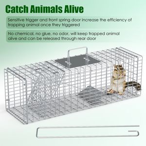 Trampa de Acero Plegable de 27x7.5x8 pulgadas para Captura y Liberación de Animales Vivos, Ideal para Gatos, Gatos Callejeros, Castores y Erizos, para Dueños de Mascotas - Product Image 6