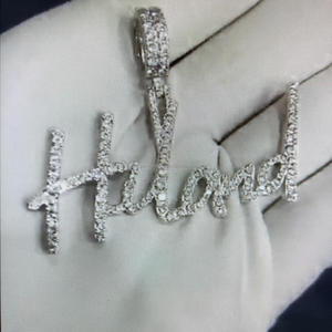 <b>Custom</b> Fine Jewelry Hand Carved 925 Silver Lab Grown Diamond Pendant with Rose Gold Plating Hip Hop Iced <b>Name</b> <b>Necklace</b> - Product Image 3