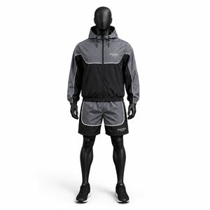 Mens Activewear Windbreaker <b>Jacket</b> And Shorts Set Wholesale Custom Logo Nylon Tracksuit Sports Fitness <b>Gym</b> Apparel - Product Image 1