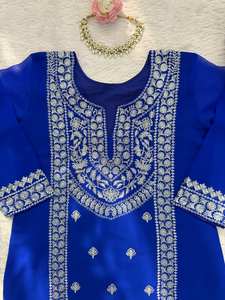 Georgette tissu indien pakistanais Designer dessiné à la main fêtes robe ethnique moderne-adultes Sharara costume palazzo pour les femmes - Product Image 4