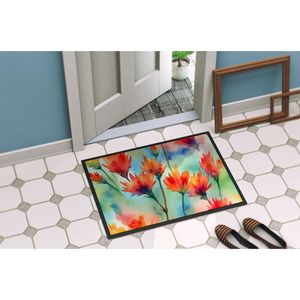 Paillasson aquarelle pinceau indien Wyoming tapis d'entrée intérieur/extérieur antidérapant pile basse 24H X 36W tapis de porte avant lavable - Product Image 4