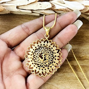 Collar de filigrana de latón con diseño bohemio de moda, colgante Om, joyería étnica para mujer, chapado en oro de 18k, loto mandala, para venta al por mayor OEM ODM - Product Image 1