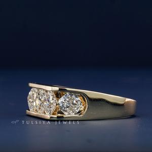 Anillo de Diamantes con Esmeralda Cultivada en Laboratorio con Corte Cojín para Hombre, Oro Sólido de 14K, Esmeralda de Aspecto Natural, Joyería Fina, Anillo de Lujo, Regalo - Product Image 3