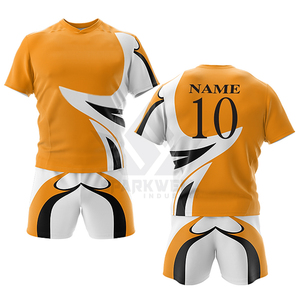 ชุดเสื้อรักบี้แบบซับลิเมชั่นสีส้มขาวสำหรับผู้ชาย แขนสั้น ระบายเหงื่อได้ดี ทรงพอดีตัว เหมาะสำหรับทุกฤดูกาล - Product Image 5