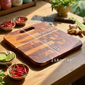 Tabla de Cortar de Madera Dura Natural de Acacia, Rectangular, Duradera, de 1.2 cm de Grosor, Apta para Lavavajillas, Tabla de Cocina Hecha a Mano para Preparación de Alimentos - Product Image 3