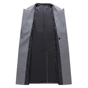 <b>Men's</b> <b>Double</b> <b>Breasted</b> Wool <b>Overcoat</b> Long Trench Coat Solid Color Turn-down Collar Regular Sleeve Warm Winter Outerwear - Product Image 4
