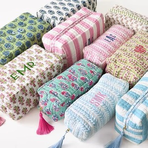 Toiletry Bag Floral Embroidered Cotton Cosmetic Case Medium Capacity Zipper Pouch Classic Style Portable <b>Makeup</b> Organizer - Product Image 2