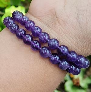 Chakralume Natural Amethyst Ball-Shaped <b>Beaded</b> <b>Bracelet</b> for Healing Reiki Energy Jewelry Unisex Gift 8mm Wholesale - Product Image 4