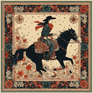 Pañuelo Cuadrado de Seda con Diseño Floral Retro de 90*90cm, Estilo Boho para Mujeres y Niñas - Product Image 2