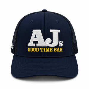 <b>Navy</b> Blue Good Time Trucker <b>Hats</b> OEM Custom Promotion Your Own Logo 3D Embroidery Polyester/Cotton Unisex New Arrival - Product Image 1