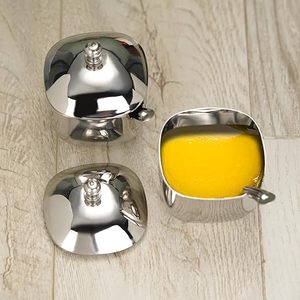 Stainless Steel Sugar Jar With Lid Round Metal Food <b>Container</b> Minimalist Design Tableware Capacity - Product Image 3