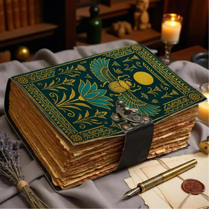 Journal en cuir Scarabée Égyptien, fait main, style Égypte Ancienne, classique, religieux, vintage, papier à bords festonnés, 120 pages, journal de mythologie - Product Image 3