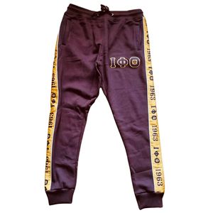 Iota Phi Theta <b>Brown</b> Tapered <b>Joggers</b> 1963 Stripe Greek Apparel Fraternity Sweatpants Premium Athletic Fit Stylish - Product Image 1