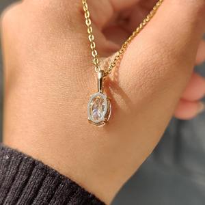 Colgante y Dijes de Diamante Ovalado de 1.00 a 2.00 Quilates con Cuatro Garras en Estilo Solitario Unisex Oro 10K 14K 18K PT950/S925 - Product Image 6
