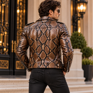 Mens Cow Skin Genuine Leather Breathable Streetwear <b>Biker</b> <b>Jacket</b> Luxury Motorcycle <b>Jacket</b> with Zipper Wholesale - Product Image 3