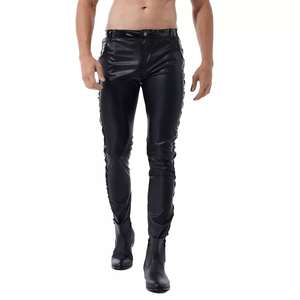 AZORES SPORTS <b>Men's</b> High Quality <b>Leather</b> <b>Pants</b> Casual Winter Streetwear Lightweight Flat Front Straight Pattern Solid Breathable - Product Image 1