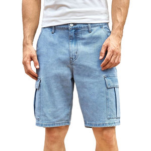 Shorts en jean tricoté classiques pour hommes, taille mi-haute, style streetwear, respirants, poches latérales, décontractés, été, personnalisables – Meilleures ventes - Product Image 2
