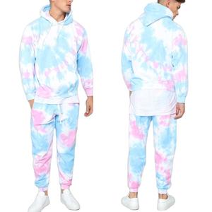 Conjunto de Chándal con Capucha para Hombre, Estampado Tie Dye, Lavado, Manga Larga, Sudadera y Pantalones Casuales, Color Degradado, Transpirable, Ropa de Invierno - Product Image 1
